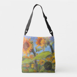 Sonnenblume Überdecktasche mit schwarzem Logo Tragetaschen Mit Langen Trägern