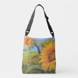 Sonnenblume Überdecktasche mit schwarzem Logo Tragetaschen Mit Langen Trägern