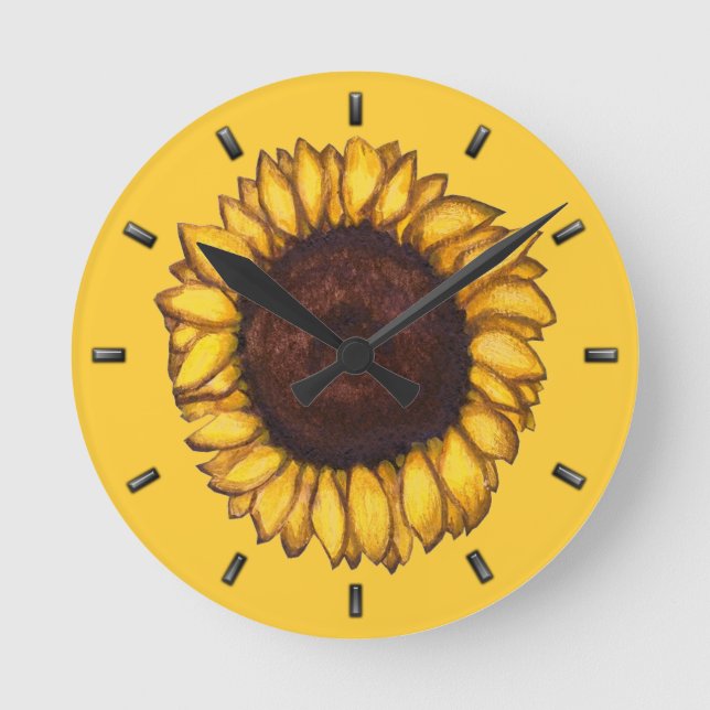 Sonnenblume Uhr Gelbe Blume Wanduhren & Geschenk (Vorderseite)