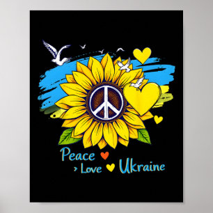 Sonnenblume Ukraine Flagge Karte Frieden Liebe Ukr Poster