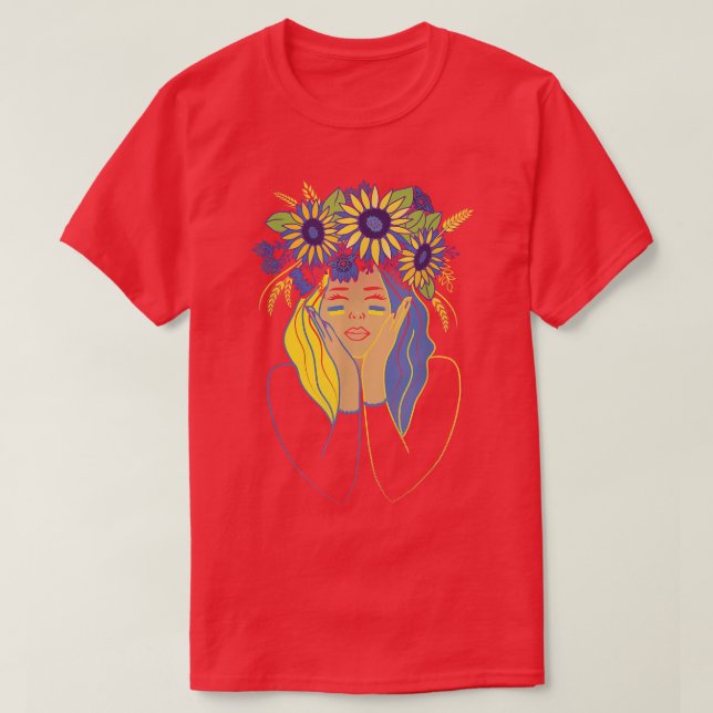 Sonnenblume Ukraine Frau ukrainische Flagge Mädche T-Shirt (Design vorne)