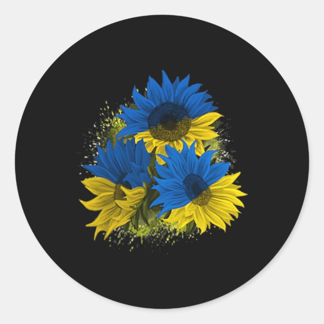 Sonnenblume Ukraine Ich stehe mit der ukrainischen Runder Aufkleber (Vorderseite)