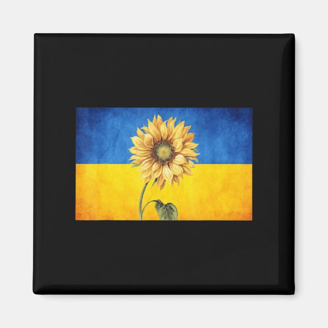 Sonnenblume Ukraine ukrainische Fahne Vintage Spit Magnet (Vorne)