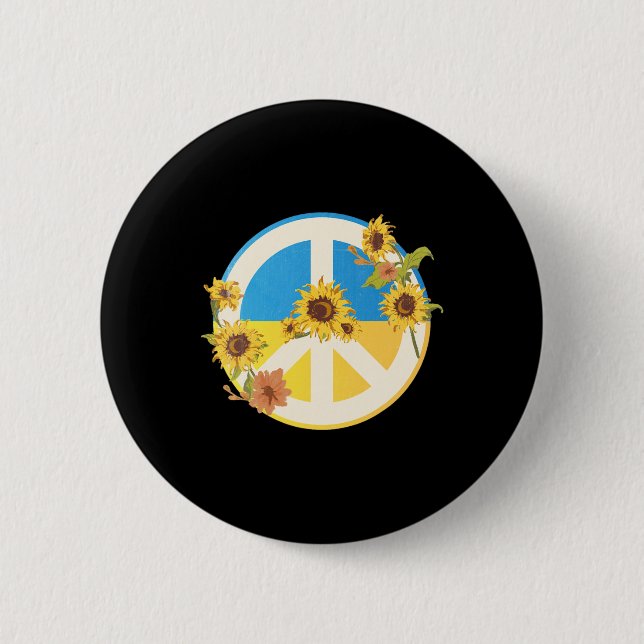 Sonnenblume Ukrainische Flagge Ich stehe mit der U Button (Vorderseite)