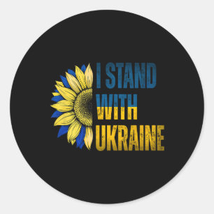 Sonnenblume Ukrainische Flagge Ich stehe mit der U Runder Aufkleber