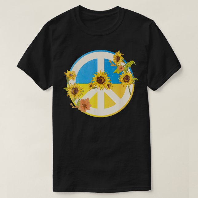 Sonnenblume Ukrainische Flagge Ich stehe mit Ukrai T-Shirt (Design vorne)