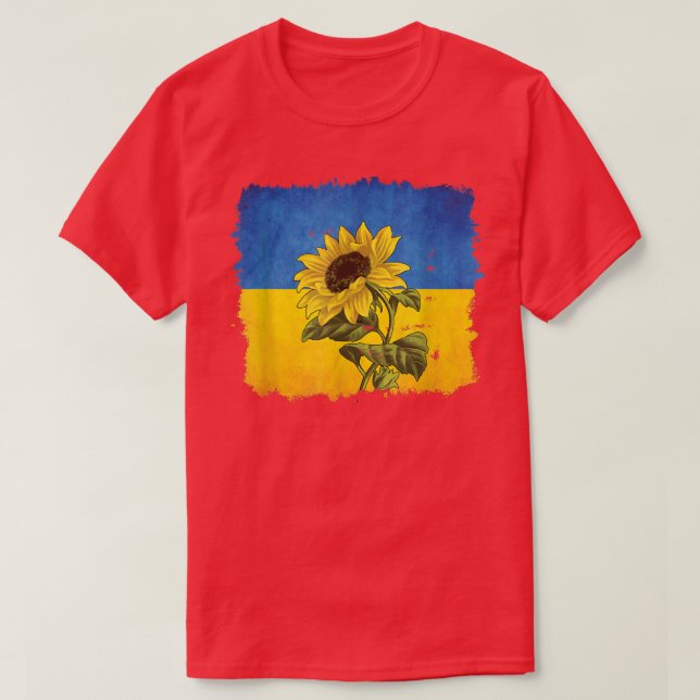 Sonnenblume ukrainische Flagge steht mit ukrainisc T-Shirt (Design vorne)