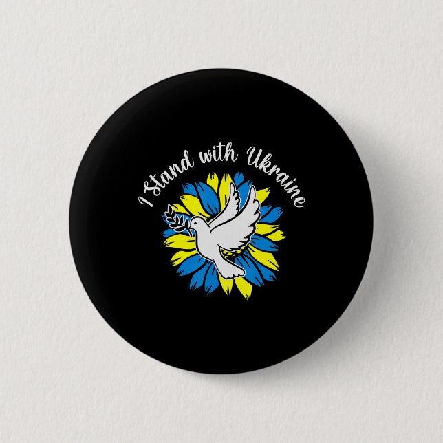 Sonnenblume ukrainische Flagge Taube Ukraine Ich s Button (Vorderseite)