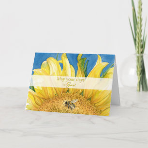 Sonnenblume und Biene Süße Tage Rosh Hashanah Karte