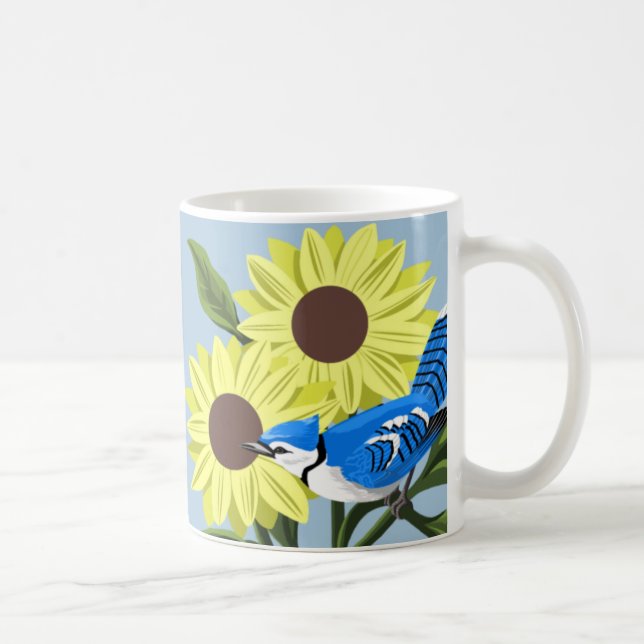 Sonnenblume-und Blauhäher-Tasse Tasse (Rechts)