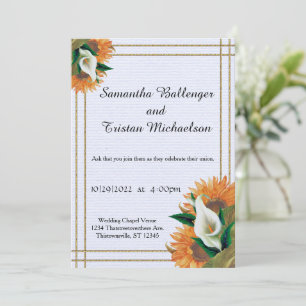 Sonnenblume und Calla Lily Sommerhochzeit Einladun Einladung