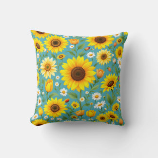 Sonnenblume und Daisy Meadow Pattern Kissen