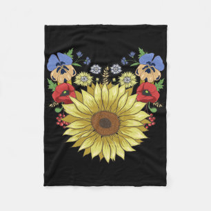 Sonnenblume und Klatschmohn Lustig Ukraine Floral Fleecedecke
