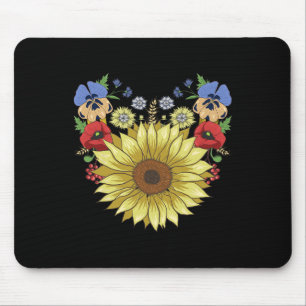 Sonnenblume und Klatschmohn Lustig Ukraine Floral Mousepad