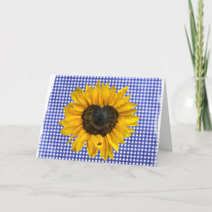 Sonnenblume und Ladybug zu Gingham Karte