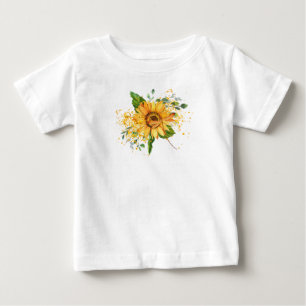 Sonnenblume und Libelle Spritzer Herbst Baby T-shirt