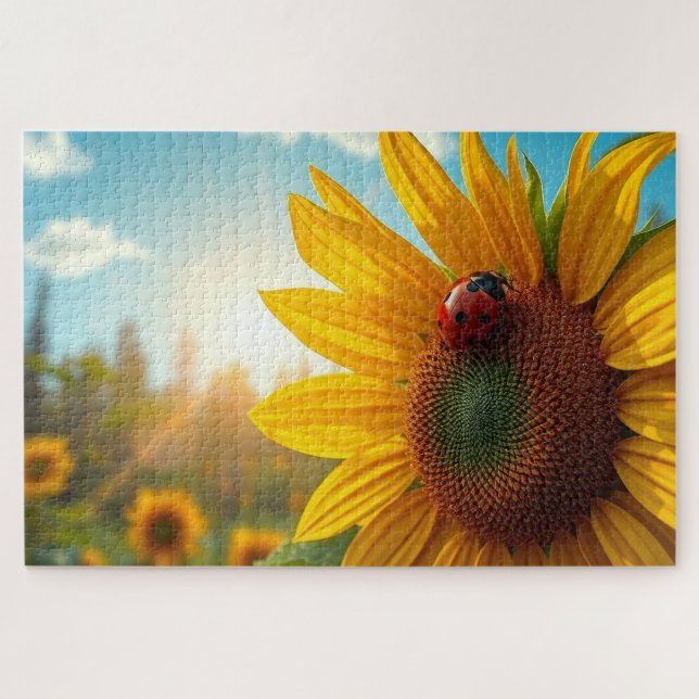 Sonnenblume und Marienkäfer Puzzle (Horizontal)
