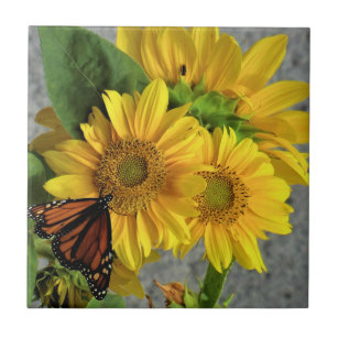 Sonnenblume und Monarch Butterfly Keramik Fliese