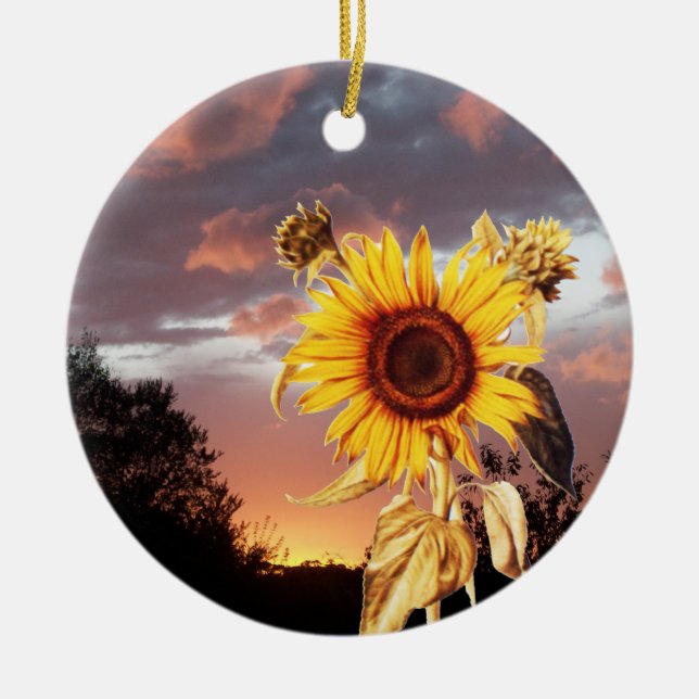 SONNENBLUME UND PINK SOMMERSONNE KERAMIKORNAMENT (Vorne)