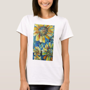 Sonnenblume- und Polk-ein-Punkt-T - Shirts