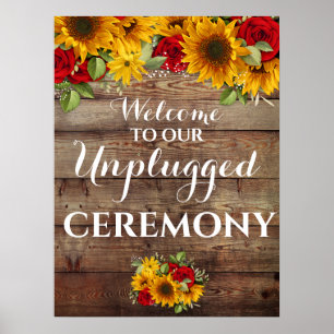 Sonnenblume und Rose Rustikales Hochzeitssymbol Poster