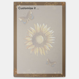 Sonnenblume und Schmetterlinge Vintage Elegant Post-it Klebezettel