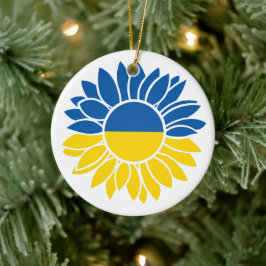 Sonnenblume unter ukrainischer Flagge Keramik Ornament