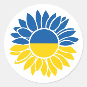 Sonnenblume unter ukrainischer Flagge Runder Aufkleber