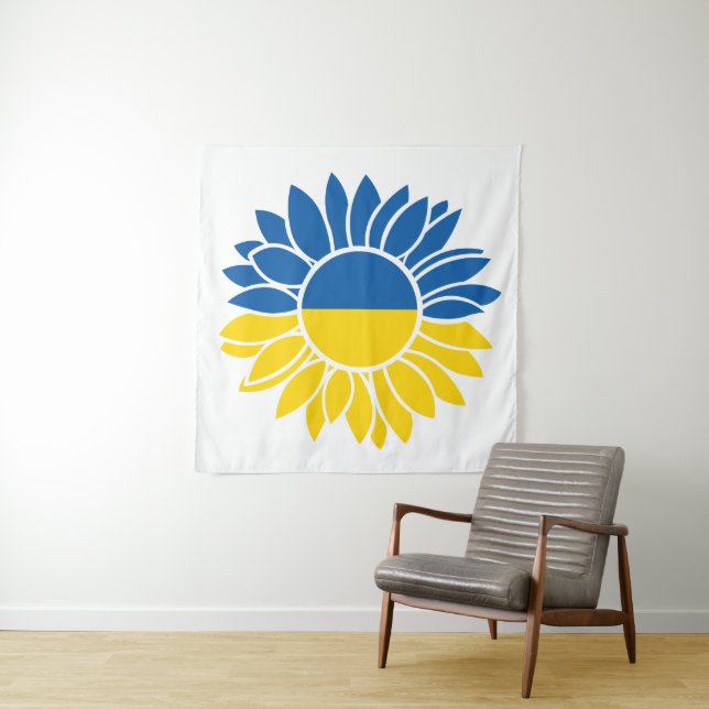 Sonnenblume unter ukrainischer Flagge Wandteppich (Beispiel)