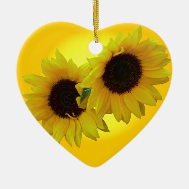 Sonnenblume-Verzierungs-personalisierte Keramik Ornament (Vorne)