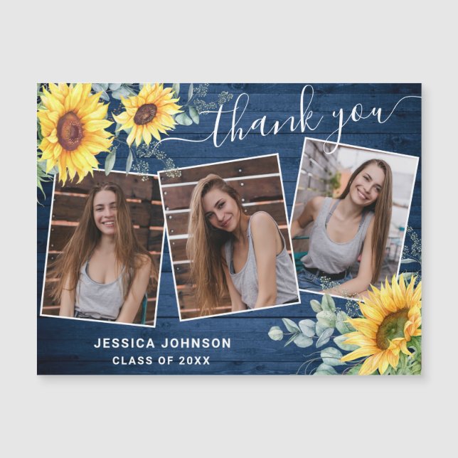 Sonnenblume Vielen Dank 3 FOTO Graduate Magnetic C Magnetkarte