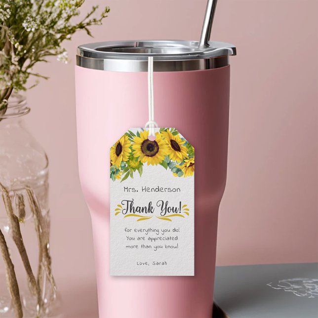 Sonnenblume Vielen Dank Lehrer Mentor Wertschätzun Geschenkanhänger (Sunflower Thank You Teacher Mentor Appreciation Gift Tags)