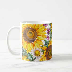 Sonnenblume Vintag: Gelbblüte im Sommer. Kaffeetasse