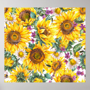 Sonnenblume Vintag: Gelbblüte im Sommer. Poster