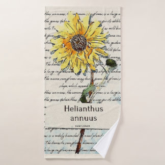 Sonnenblume Vintage Aquarellmalerei Badehandtuch