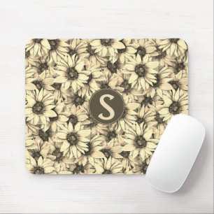 Sonnenblume Vintage Charm Sepia-Ton-Mauspad Mousepad