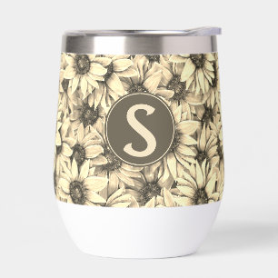 Sonnenblume Vintage Charm Sepia-Ton Wein Tumbler