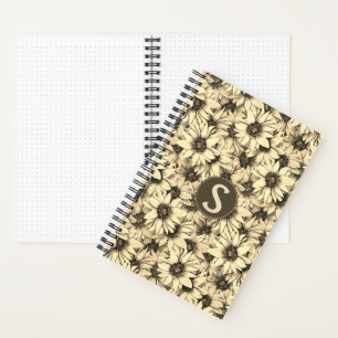 Sonnenblume Vintage Charme Sepia-Ton Spiralblock Notizbuch