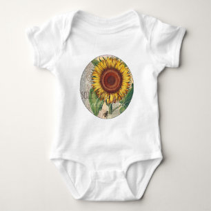 Sonnenblume Vintage Damast Blumenkunst Baby Strampler