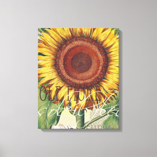 Sonnenblume Vintage Damast Blumenkunst Leinwanddruck