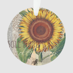 Sonnenblume Vintage Damast Blumenkunst Ornament