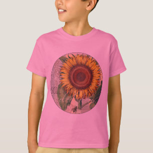 Sonnenblume Vintage Damast Blumenkunst T-Shirt
