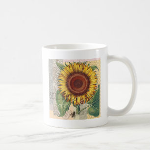 Sonnenblume Vintage Damast Blumenkunst Tasse