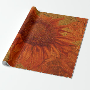 Sonnenblume Vintage Orange Gold Textur Decoupage Geschenkpapier