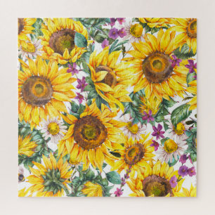 Sonnenblume Vintage: Sommergelbe Blüte. Puzzle