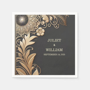Sonnenblume Vintage Spitze Goldene Foil Embossed W Serviette