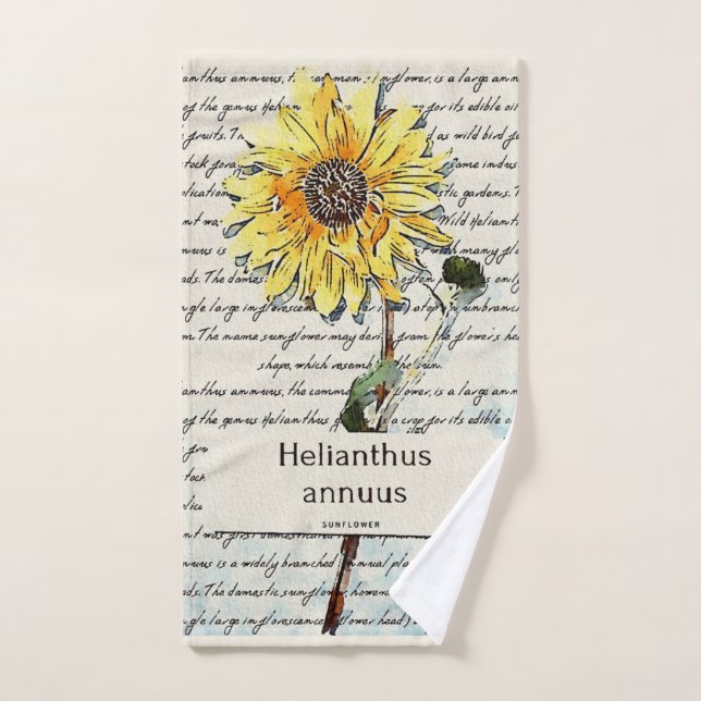 Sonnenblume Vintages Aquarellbad Handtuch (Handtuch)