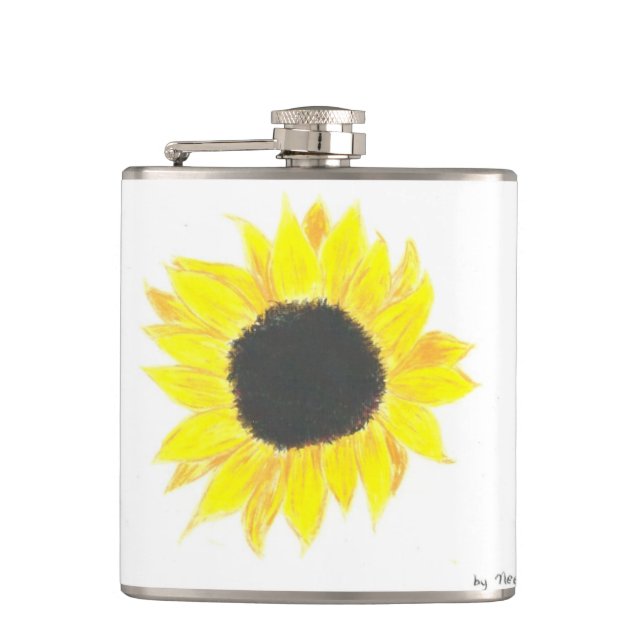 Sonnenblume-Vinylflasche Flachmann (Vorderseite)