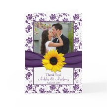Sonnenblume Violet Damask Hochzeit Danke Karte