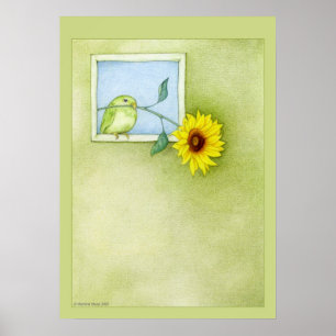Sonnenblume-Vogel-Poster Poster